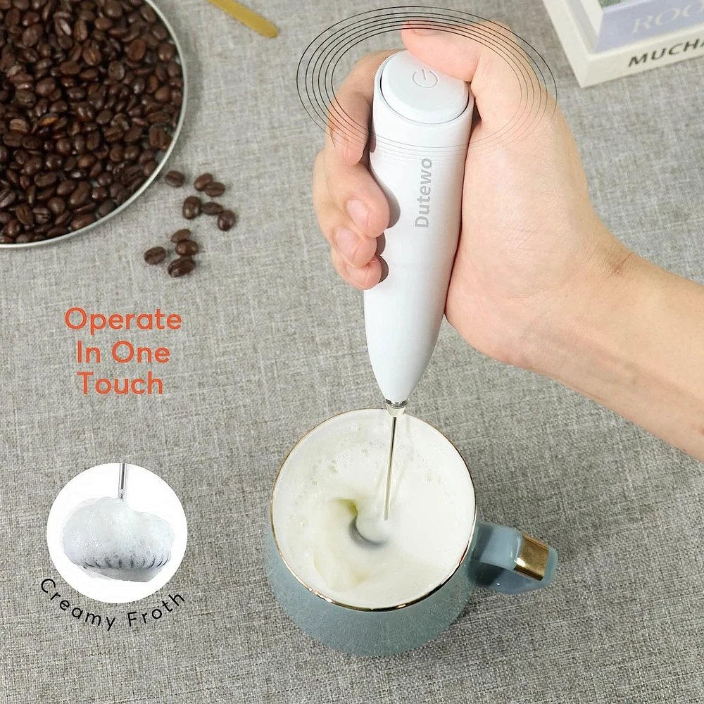 Milk Frother Handheld Coffee for Mixer Black Electric Mini Drink Whisk Blender!