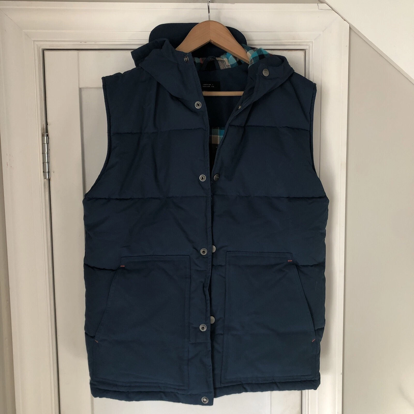 Jiberish Vest Men’s Size S Blue Camp Puffer Vest EUC