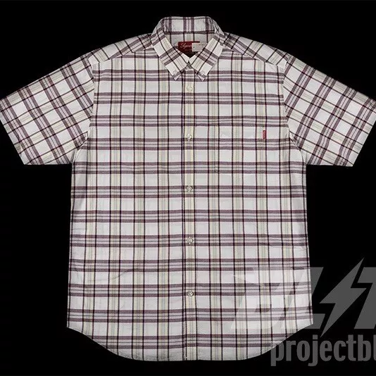 SS08 SUPREME BOX PLAID S/S CHEMISE VIOLET TAILLE L LARGE 2008 VINTAGE