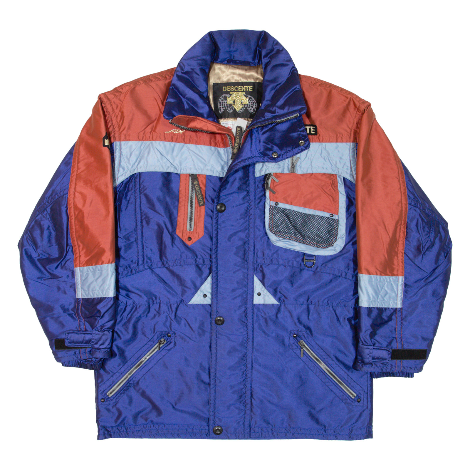 Abrigo De Esquí Aislado Para Hombre DESCENTE Azul Con Capucha 2XL