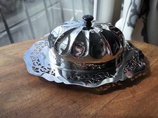 HERVORRAGENDE VINTAGE CHROM DURCHBOHRTER RAND OVALE SCHALE & FROSTGLASEINSATZ & KUPPELDECKEL