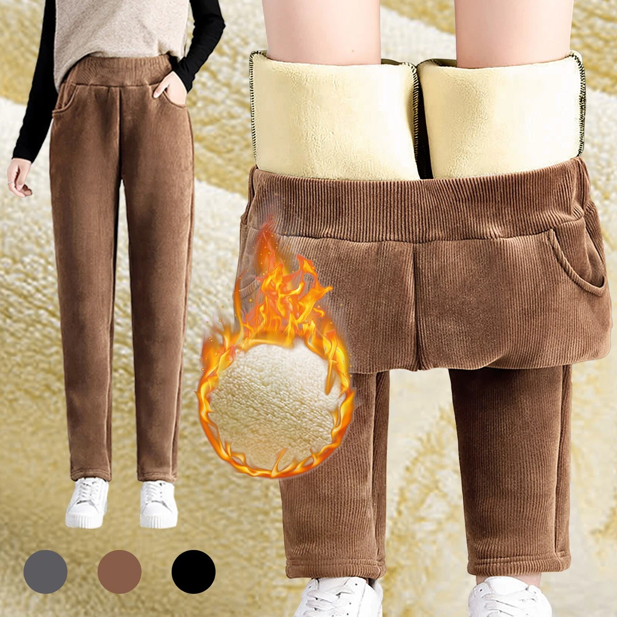 plus Size Yoga Pants with Pockets for Women Women's Jogging Bottoms Warm  Winter | eBay