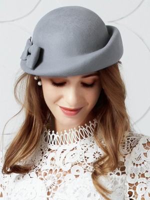 Wool Felt Beret Hats For Women Ladies Cocktail Tea Party Hat  display picture 1