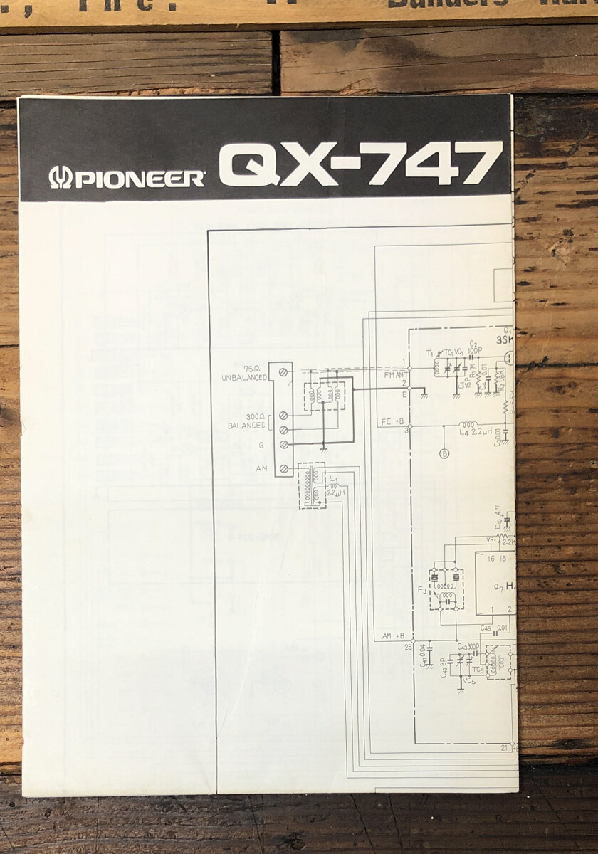 Pioneer QX-747 Amplifier  Fold Out Schematic *Original*