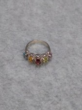 Women's Natural Multicolor Stones 925 Sterling Silver Ring Size 7