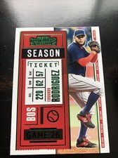 2020 Panini Contenders Eduardo Rodriguez Green Season Ticket Parallel Red Sox