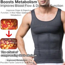 Mens Shapewear Vest Chest Compression Shirt Tummy Boost Blood Circulation Shaper