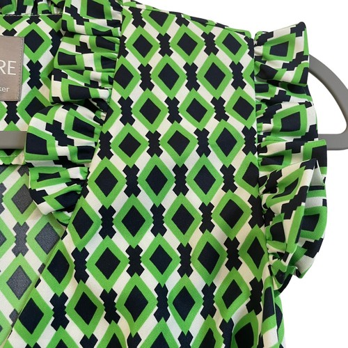 Hi There Karen Walker Dress Size 8 Green Cross Over Ruffle Sleeveless Party - Picture 6 of 18