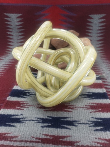 Murano Glas Unikat Abstrakt Spirale Kupfer/Gold Flecken & Beige Farben Skulptur - Bild 3 von 5