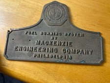 VTG Mackenzie Heating Co. Philadelphia Case Iron Fuel Burning System plaque