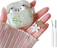for Cute Glitter Airpods 4 Clear Case,Shell Pattern Pretty Flower Aesthetics Des