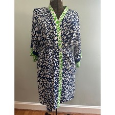 Oscar de la Renta blue leopard print dressing robe size M