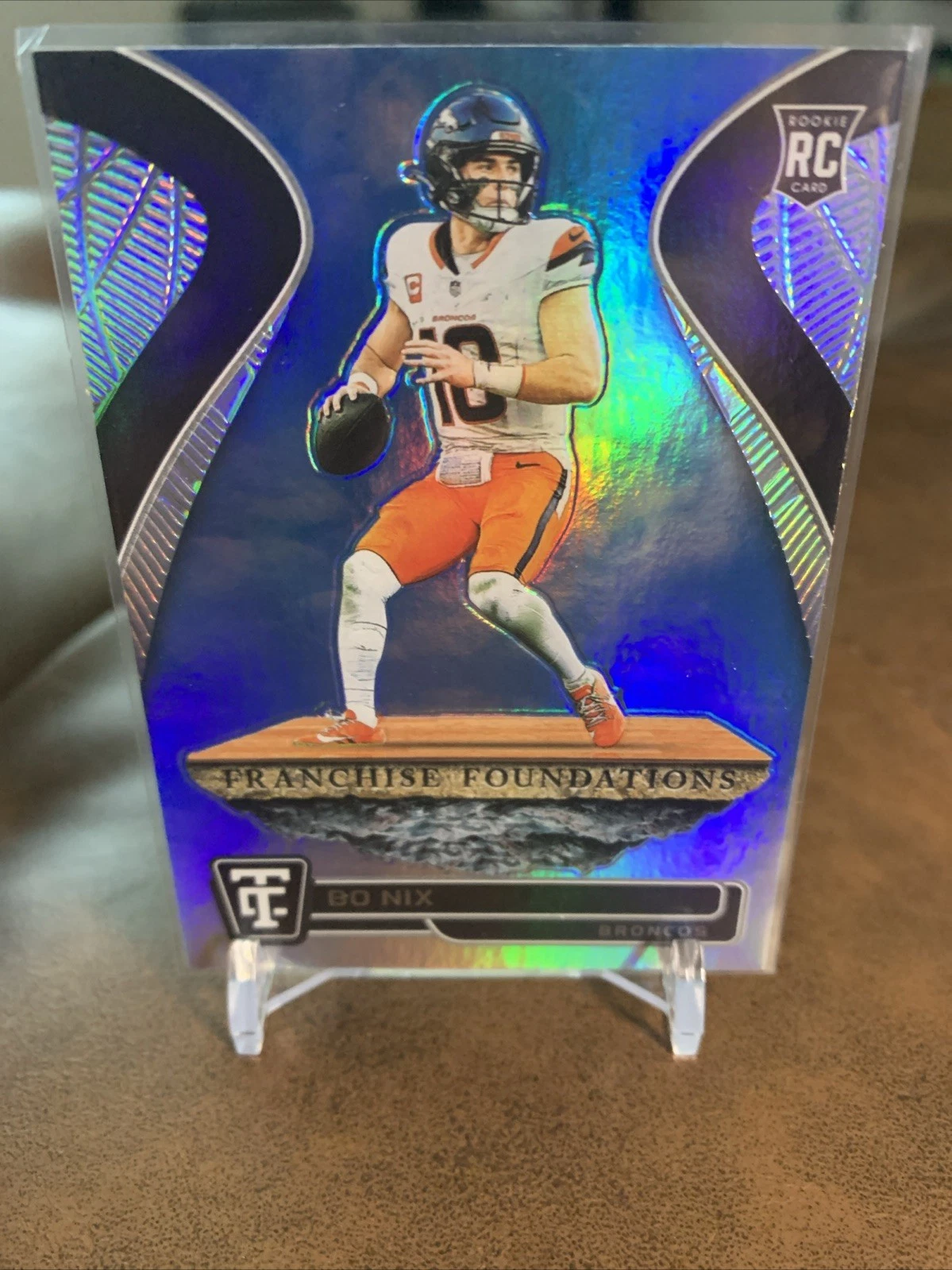 Bo Nix Panini Totally Certified Franchise Foundations #15 Mirror Neon Green
