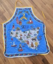 Sicilia Italian Colorful cotton Cooking Apron with ties Italy Souvenir Sicily