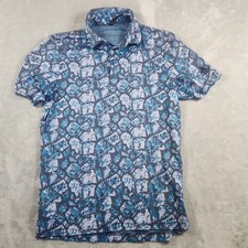 Adidas Golf Polo Shirt Mens S Blue Rock Camo Polyester Short Sleeve Athleisure