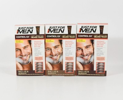 3 Just For Men Control GX Beard Grey Reducing Beard Wash 4 fl oz / 118 ml