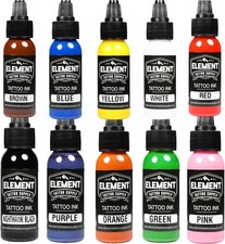 10 Color Tattoo Ink Set 1oz Bottles Professional Pigment