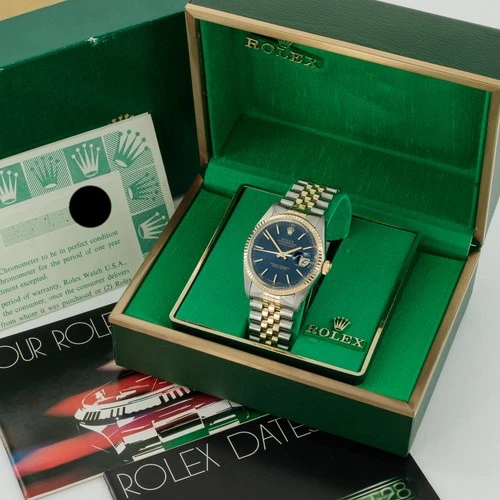 Men's Rolex Datejust Ref.#16013 36mm Blue Dial w/Box & Papers #W271045-1