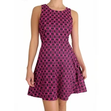 COLLECTIVE CONCEPTS Womens L Hot Pink Black Geometric A-line Dress Sleeveless