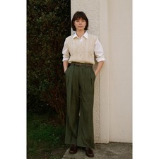 Cider High Waist Gingham Wide Leg Pants Grandpa Core Green Tan NWT Sz Large