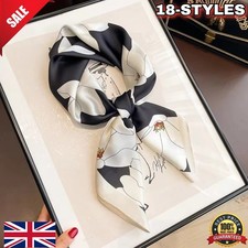 New Large Women Square Satin Silk Scarf Floral Designer Print Head Neck 70x70 UK