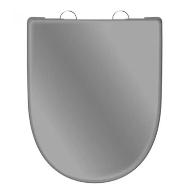 YELCONA Grau D-Form WC Sitz Soft-Close, Edelstahl Scharniere, antibakteriell