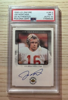 Joe Montana Upper Deck Encore 1998 UD Authentics Autograph PSA 7 