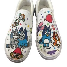 Bluey Hand Drawn Big Girls Size 4 Slip On Shoes