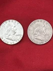 LOT of 2  -  1960 P/D   FRANKLIN Silver Half Dollars  -  90% Silver
