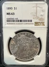1890 US Morgan Silver Dollar NGC MS 63
