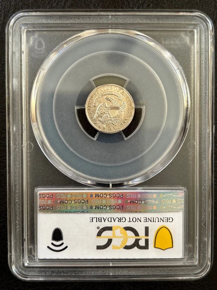 Media moneda de diez centavos busto tapado 1834 PCGS limpiada - detalle como nueva - moneda tipo plata temprana #1062 Foto 3 de 4