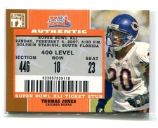 2007 Topps TX Exclusive Super Bowl Ticket Stub Thomas Jones Bears