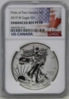 2019 W Pride of Two Nations Enhanced Reverse PF70 American Silver Eagle