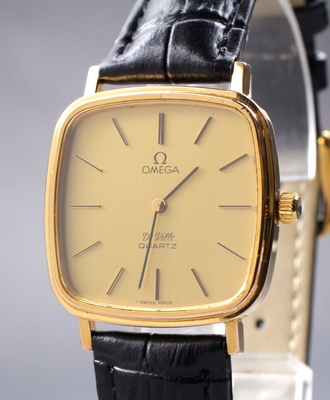 [NEAR MINT] Vintage OMEGA DeVille Gold Square Quartz Men's Watch  JAPAN