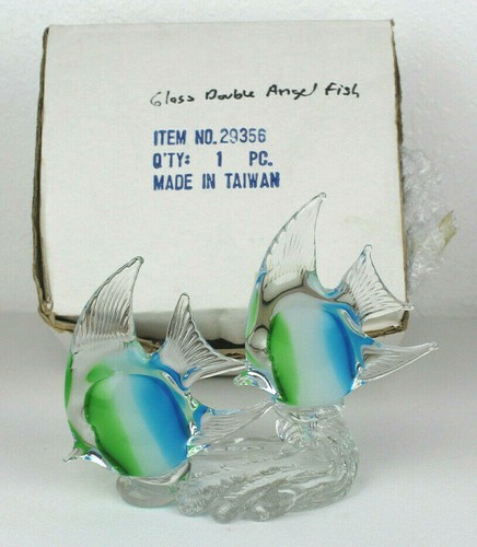 Hand Blown Art Glass Double Angle Fish Sculpture NIB B5 - Picture 6 of 9