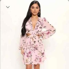 Fashion Nova Ansley Floral Pink Cut Out Lace Up Dress 2X NWT