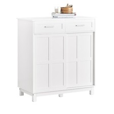 SoBuy Schuhschrank Buffet Küchenschrank Sideboard mit Schiebetüren Weiß FSB84-W