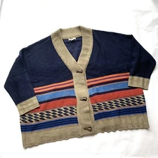 Woman Within cardigan toggle buttons Mixed Stitch Stripes V Neck Preppy Sz 1X