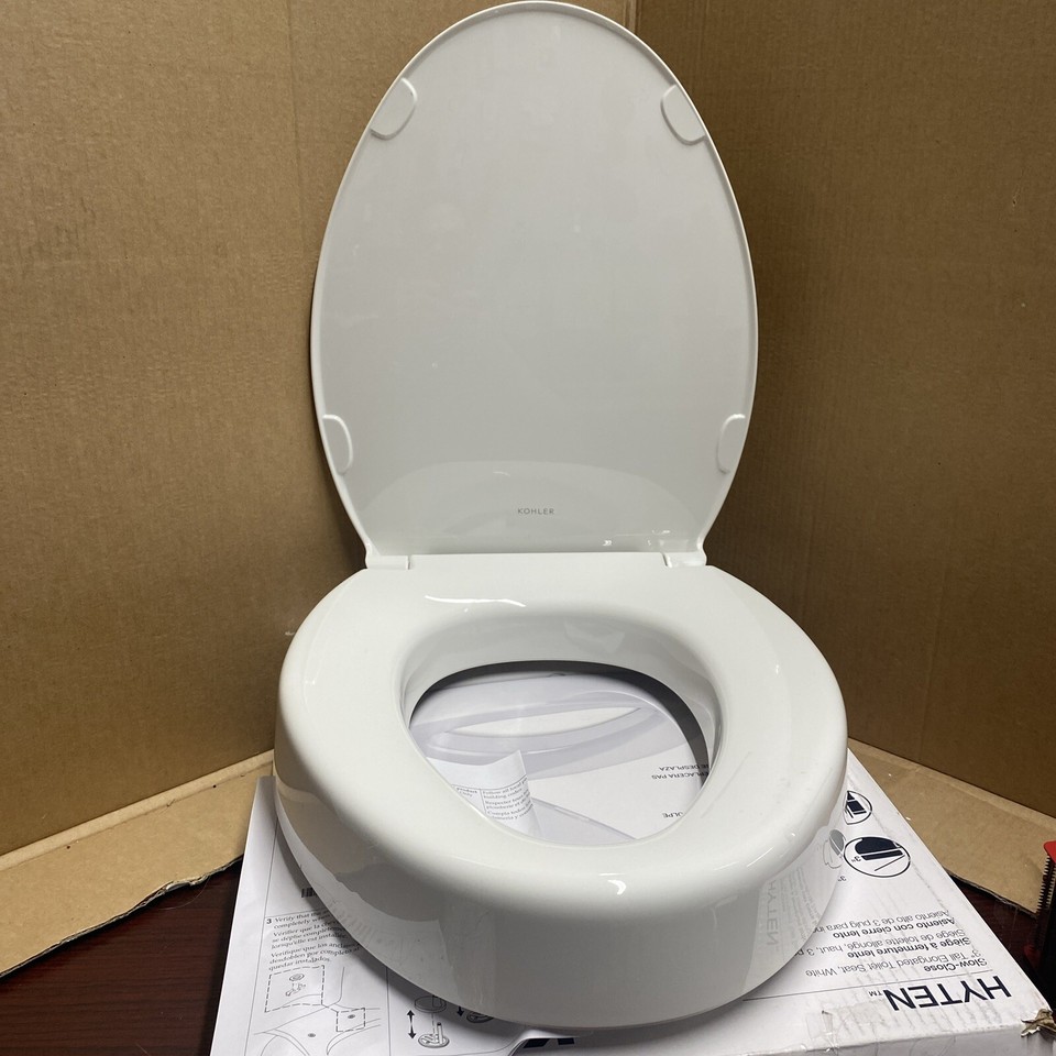 KOHLER Hyten Elevated QuietClose Elongated Toilet Seat White 258750
