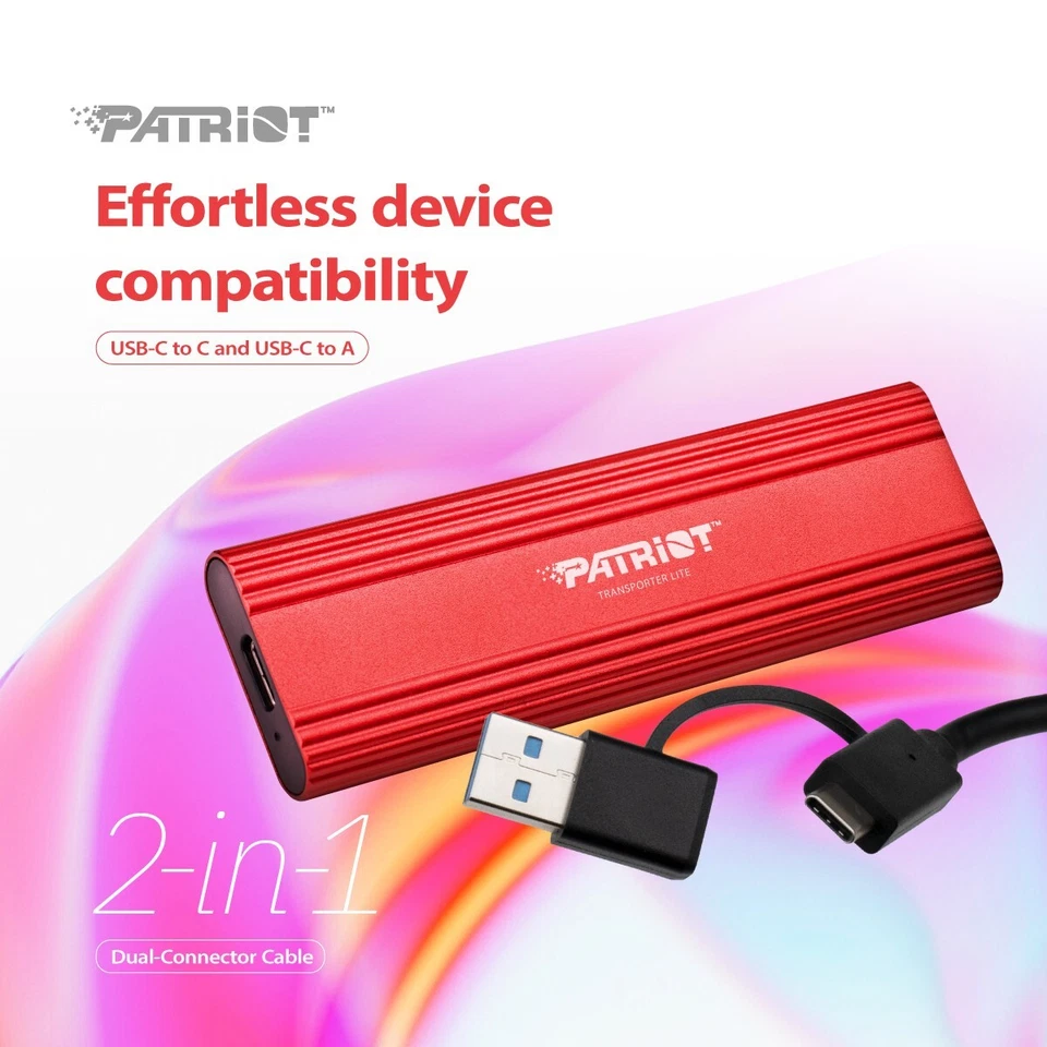 Patriot TLite 512G 1TB 2TB 4TB External Portable SSD USB 3.2 Type-C PC/MAC Lot - Image 3 of 4