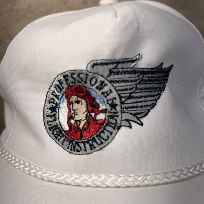 Vintage Professional Flight Instructor Hat SnapBack Rope Cap 90s 