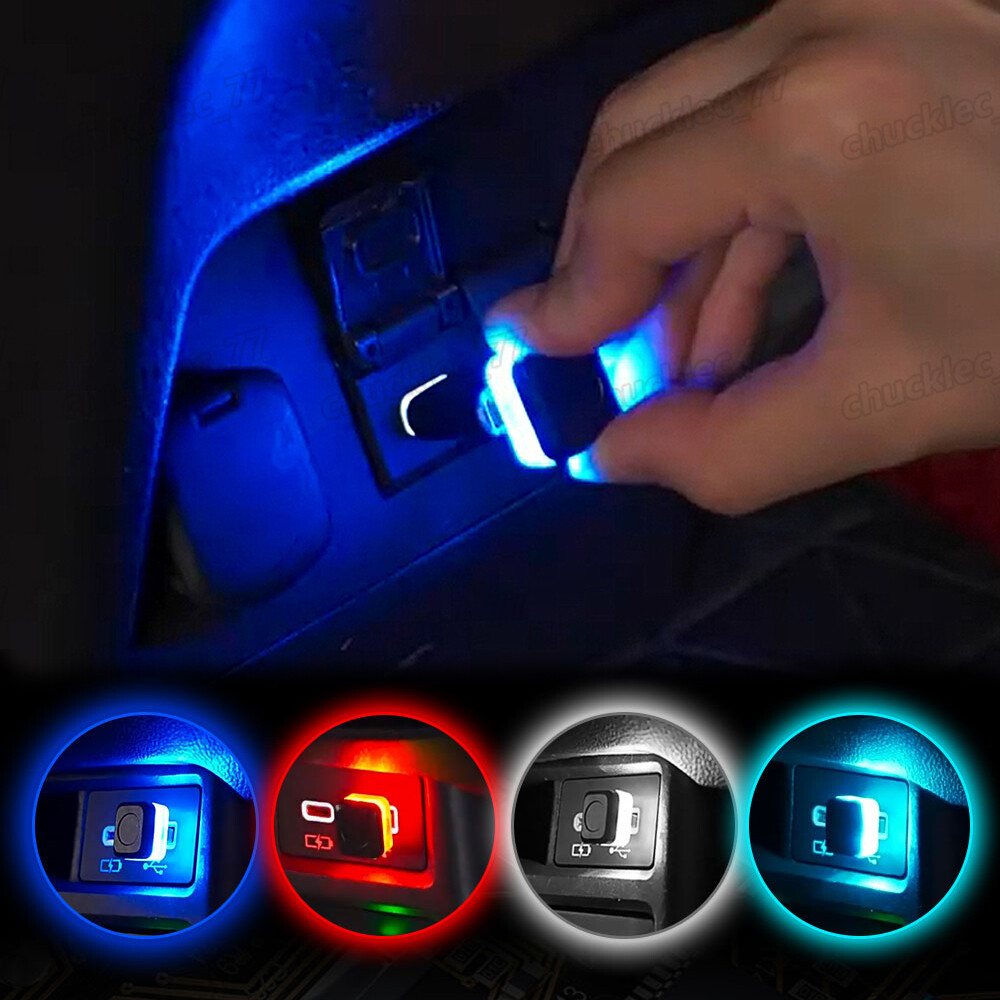 2x Mini USB LED Car Interior Light Neon Atmosphere Ambient Lamp Accessories