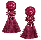 DROP EARRINGS 9cm Beaded Tassel Dangle STATEMENT Bead GOLD Tone MAGENTA PINK