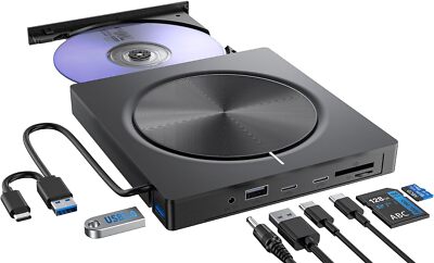 External CD/DVD Drive for Laptop8 in 1 DVD Player for LaptopUSB 3.0 Portable ...