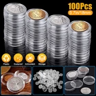 100Pcs 18mm Coin Holder Capsules Case Clear Round Storage Container for US Dimes