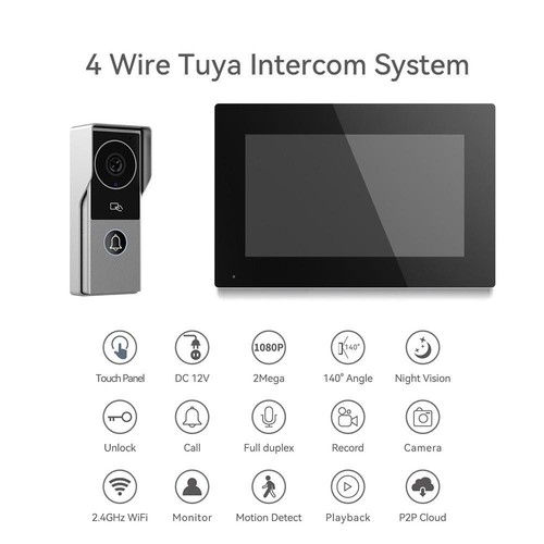 2x Doorbell 7'' WIFI Screen Phone Remote unlock villa outdoor Door bell Intercom - Picture 3 of 18