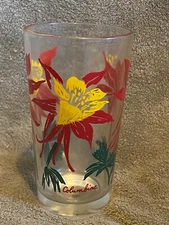 Vintage Boscul Peanut Butter Glass - Columbine - 5" Red with Yellow Center