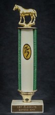 Vintage Horse Show Trophy 1st Place 4-H Horse Show Gold Green Dated 1975 O