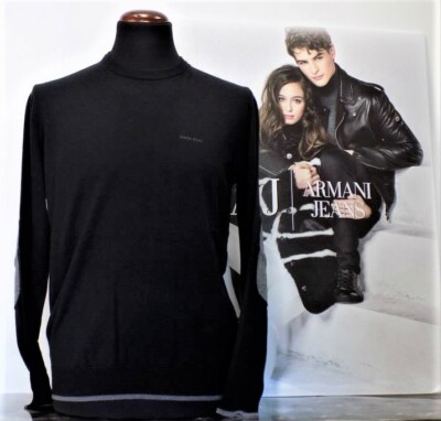 MAGLIONE MAGLIA PULLOVER TOPPE ARMANI JEANS UOMO 8N6M95 6M13Z NERO