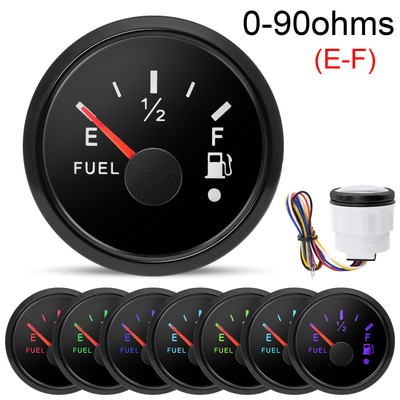 2'' 52mm Black Fuel Level Gauge 0-90ohms Empty-Full Oil Gauge for Car Truck Boat